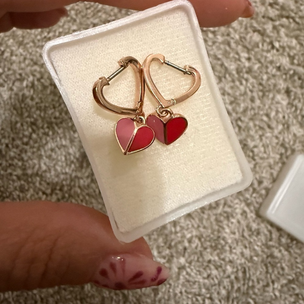 kate spade Pink and Red Heart rose gold  Earrings